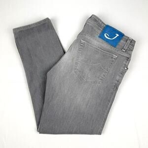 Jacob Cohën Gray Tailored Jeans Handmade Italy Size 36 Slim Luxury Denim